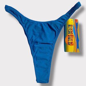 90’s Medium Thong Bikini Bottom Retro Teal Swimsuit, Summer, Minimalist